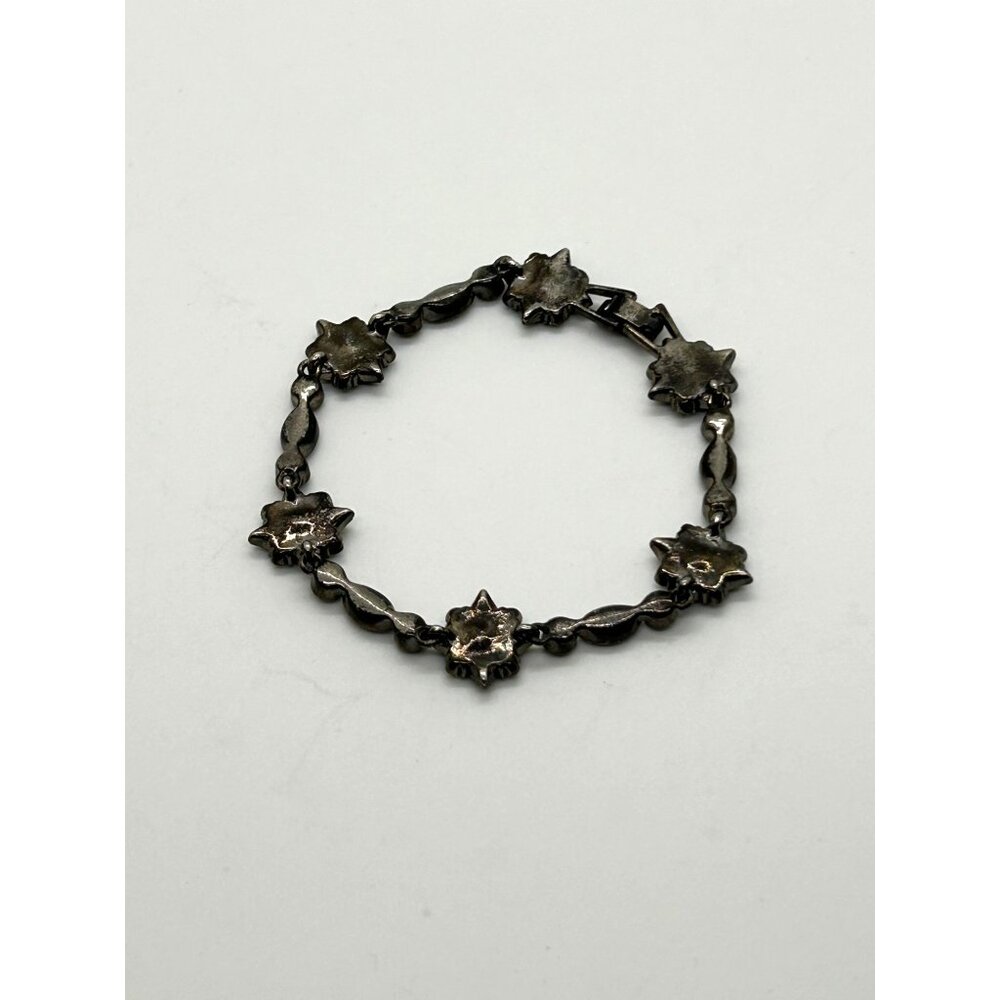 Black Glass Necklace Set Blue Aurora Borealis Crystals Earrings Bracelet Gothic - Picture 10 of 13